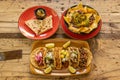 Traditional Mexican food combo with a tasting of assorted tacos,