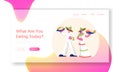 Traditional Mexican Food Restaurant Website Landing Page. Man and Woman Wearing Sombrero and Latino Dress Royalty Free Stock Photo