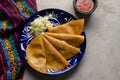 Mexican food. Steamed tacos also called de canasta on grey background Royalty Free Stock Photo