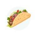 Traditional Mexican Food - Taco. Cartoon banner. Vector illustration Royalty Free Stock Photo