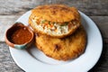 Mexican fried gorditas with chicharron