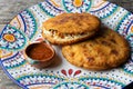 Mexican fried gorditas with chicharron