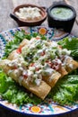 Mexican fried tacos also called Flautas