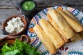 Mexican fried tacos also called Flautas