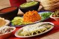 Traditional mexican green enchilada dinner