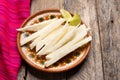 Mexican jicama cutted on wooden background