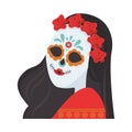 traditional mexican katrina skull painted with flowers