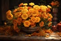 Traditional Mexican marigold flower arrangements