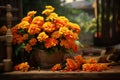 Traditional Mexican marigold flower arrangements