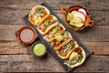 Mexican pork tacos called Al pastor Royalty Free Stock Photo