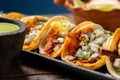 Mexican pork tacos called Al pastor Royalty Free Stock Photo