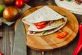 Traditional mexican quesadilla - delicious food for vegetarians. Royalty Free Stock Photo