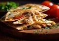 Traditional mexican quesadillas with cheese on table.Macro.AI Generative