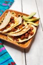 Mexican quesadillas with chorizo on white background Royalty Free Stock Photo