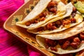 Mexican quesadillas with chorizo on wooden background Royalty Free Stock Photo