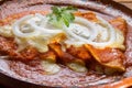 Tradtional mexican red enchiladas Royalty Free Stock Photo