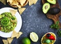 Traditional mexican sauce guacamole with fresh ingredients Royalty Free Stock Photo
