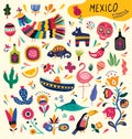 Traditional Mexican symbols and decorative elements