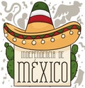 Traditional Mexican Symbols to Celebrate its Independence Day, Vector Illustration