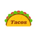 Traditional mexican tacos food truck sign logo