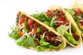 Traditional Mexican tacos with meat and vegetables, isolated Royalty Free Stock Photo