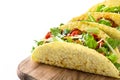 Traditional Mexican tacos with meat and vegetables, isolated Royalty Free Stock Photo