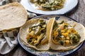 Mexican tacos of poblano peppers `rajas`