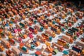 Traditional Mexican wooden toys for sale in one of the streets of the city of Toluca. Toy trucks.