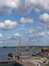 A traditional mid size Dutch Tall ship approaching the North Sea Canal lock at Ijmuiden