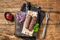 Traditional middle east kefta, kofta kebab from ground beef and lamb meat grilled on skewers served with flatbread and