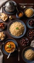 Traditional Middle Eastern Iftar Feast Featuring Rice and Dates Royalty Free Stock Photo
