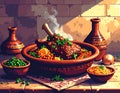 Traditional Middle Eastern Spices and Herbs in a Decorative Bowl Royalty Free Stock Photo