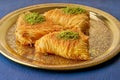 Traditional middle eastern sweets baklava, kunafah Royalty Free Stock Photo