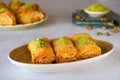 Traditional middle eastern sweets baklava rolls Royalty Free Stock Photo