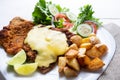 Traditional milanese beef and french fries