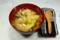 Traditional mixed vegetable clear soup.