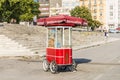 Traditional mobile tray of bagels in Istanbul,