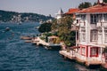 Traditional and Modern Mansions on the Bosporus Strait Waterside Royalty Free Stock Photo