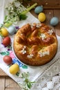 Traditional Moldavian and Romanian Easter cake with curd filling and decoration in the form of a cross Royalty Free Stock Photo