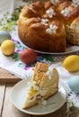 Traditional Moldavian and Romanian Easter cake with curd filling and decoration in the form of a cross Royalty Free Stock Photo