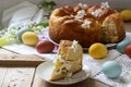 Traditional Moldavian and Romanian Easter cake with curd filling and decoration in the form of a cross Royalty Free Stock Photo
