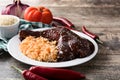 Traditional mole Poblano with ric