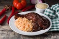 Traditional mole Poblano with ric