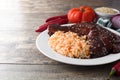 Traditional mole Poblano with rice