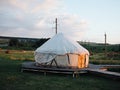 Traditional mongolian dwelling yurt sunlight nature Fresh air Royalty Free Stock Photo