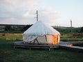 Traditional mongolian dwelling yurt sunlight nature Fresh air Royalty Free Stock Photo