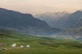 Traditional Mongolian yurts in the Tien Shan mountains in Xinjiang of China