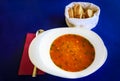 Traditional Montenegrin fish soup at a restaurant in Budva Montenegro