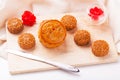 Traditional mooncake on table setting.