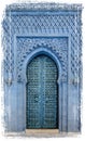 Traditional Moroccan ancient wooden entry door Royalty Free Stock Photo